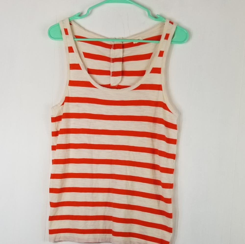 J Crew tank orange and white sz XS